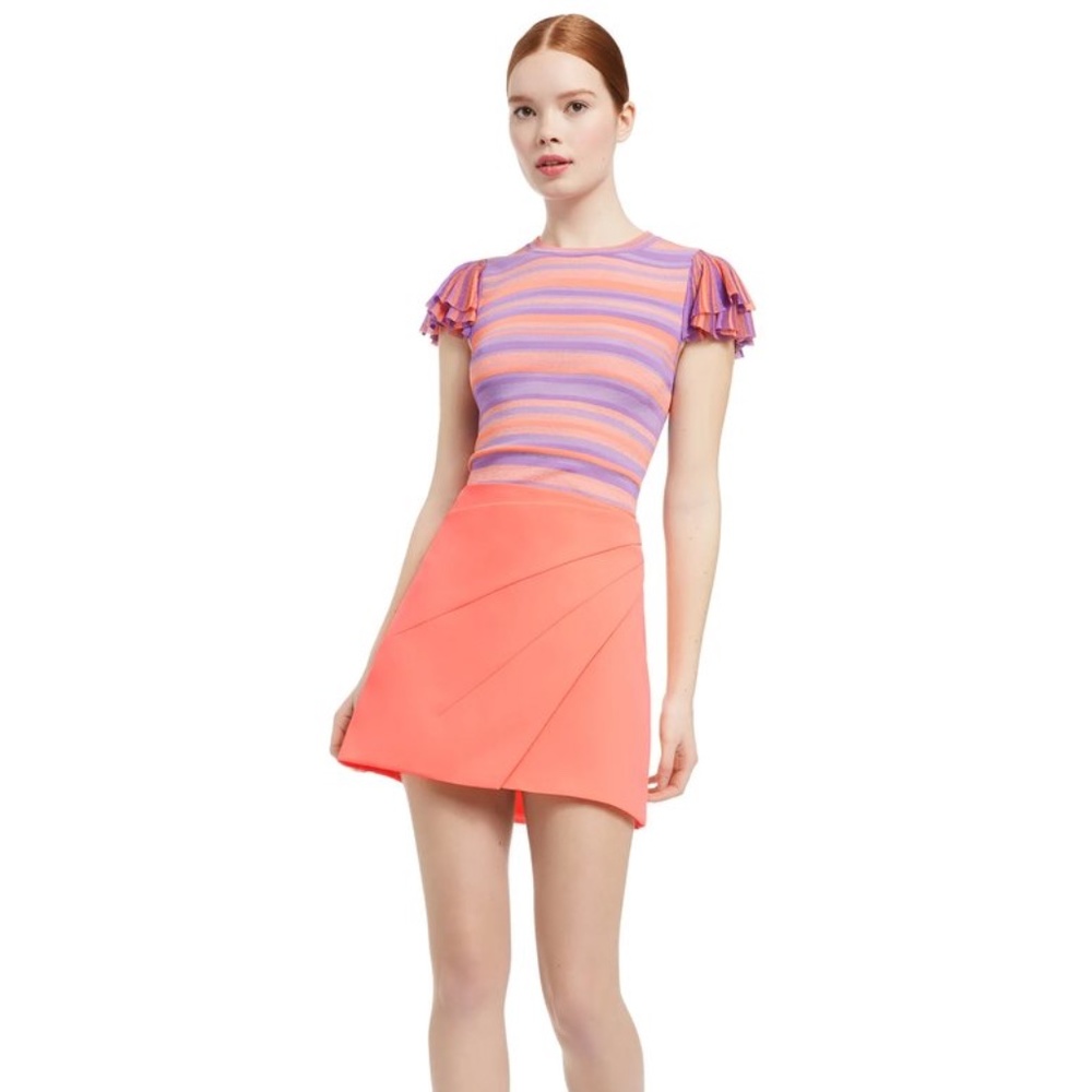 Alice + Olivia Shaylee Draped Neon Mini Skirt